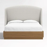 Lafayette 56" Mist Grey Upholstered King Headboard with Batten Oak Bed Base
