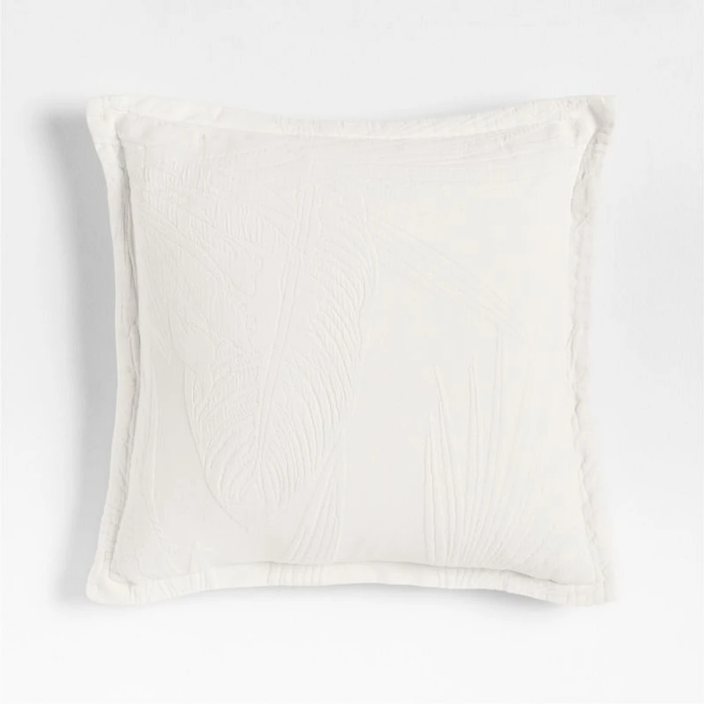 Lindoso Tonal Jacquard Palm Leaf 20x20 Arctic Ivory Throw Pillow Cover