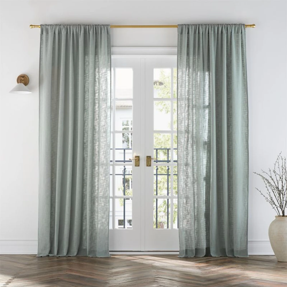 Lindstrom Mist Blue Organic Cotton Sheer Window Curtain Panel 52"x84"