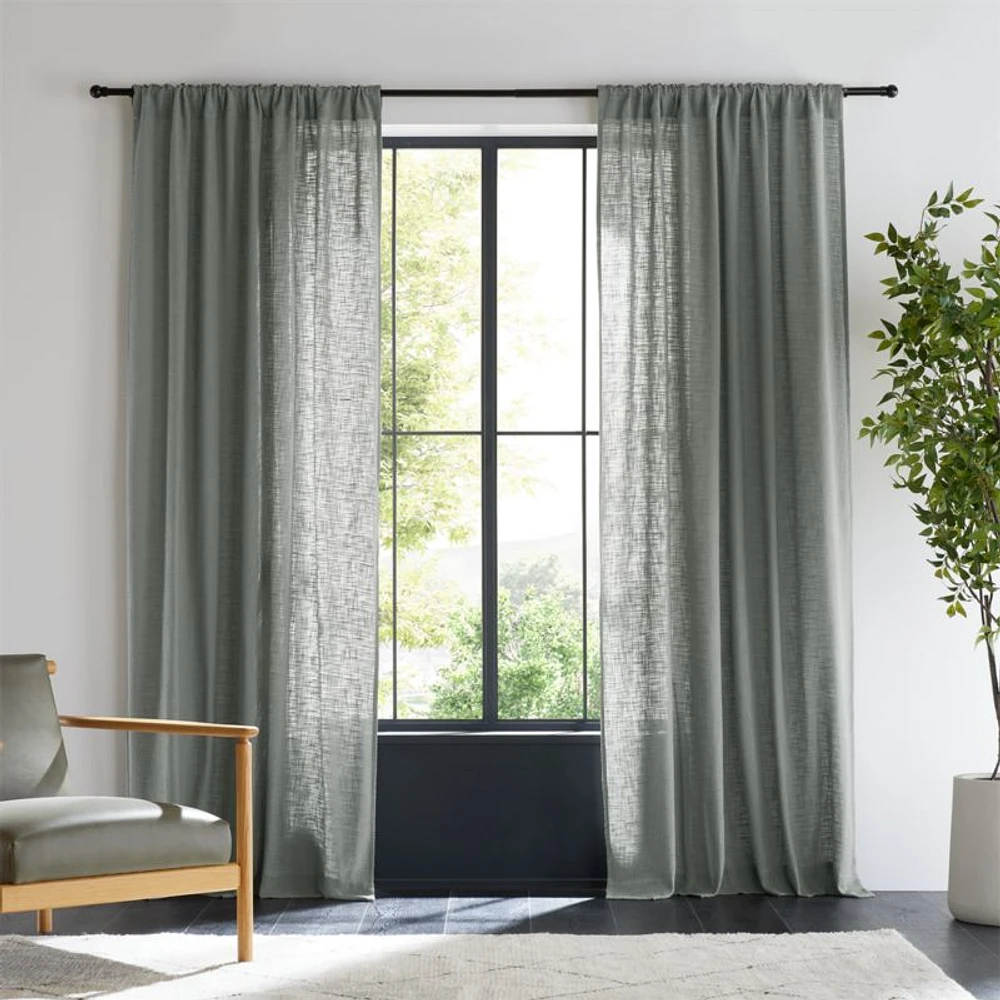 Lindstrom Pebble Grey Organic Cotton Sheer Window Curtain Panel 52"x108"