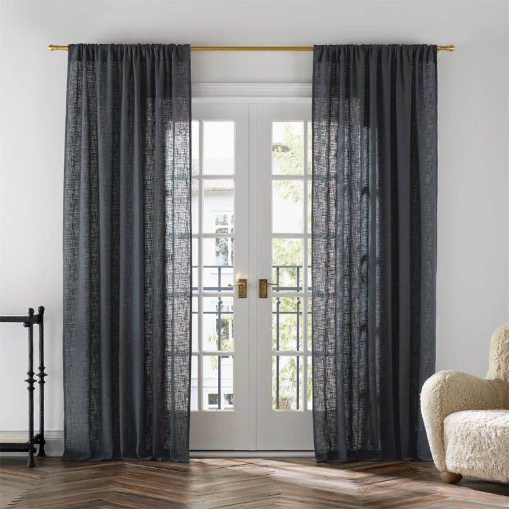 Lindstrom Storm Grey Organic Cotton Sheer Window Curtain Panel 52"x84"