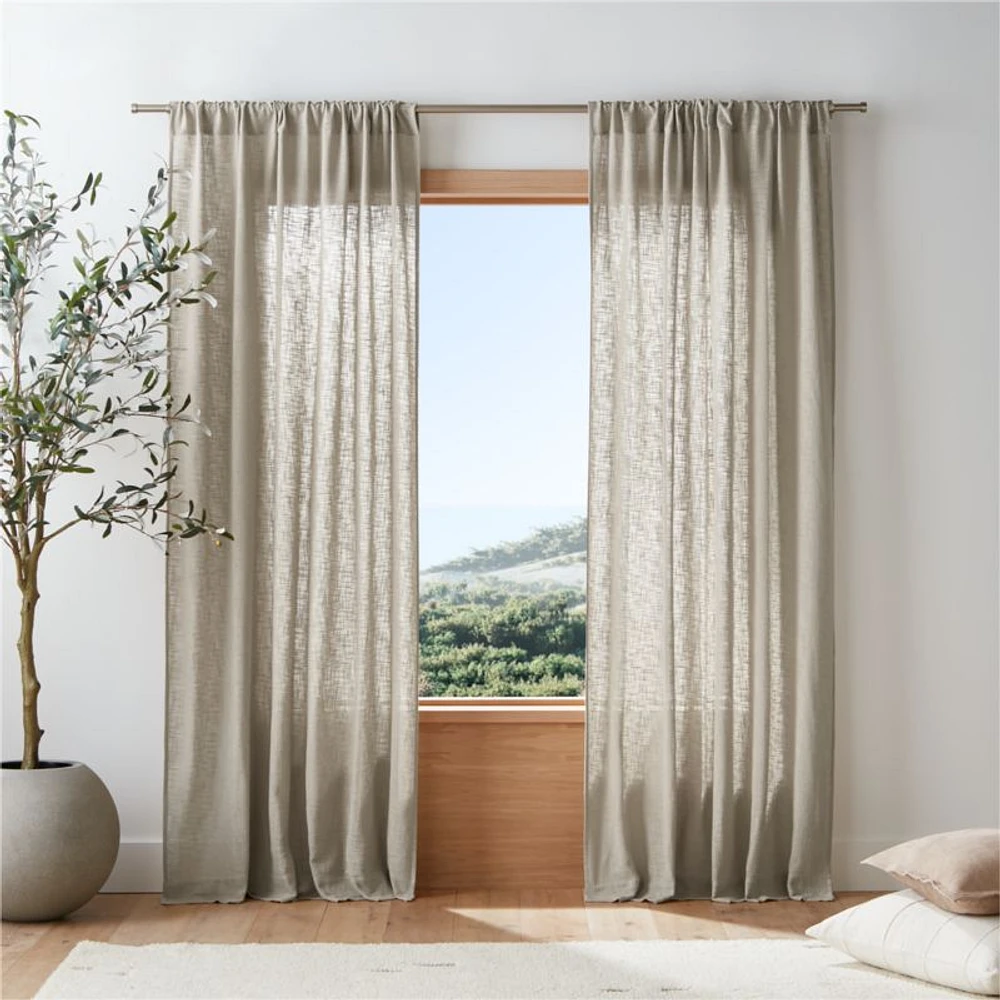 Lindstrom Warm Beige Organic Cotton Sheer Window Curtain Panel 52"x96"