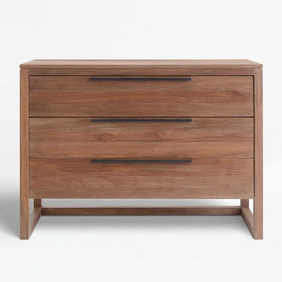Linea 49" Natural Teak Wood 3-Drawer Dresser