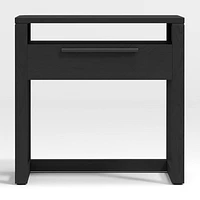 Linea 23" Black Teak Wood Nightstand, Set of 2