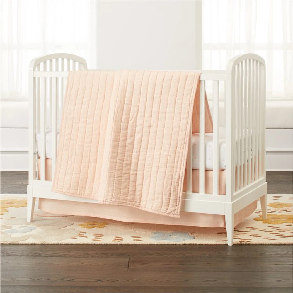 Light Pink Linen Baby Crib Quilt