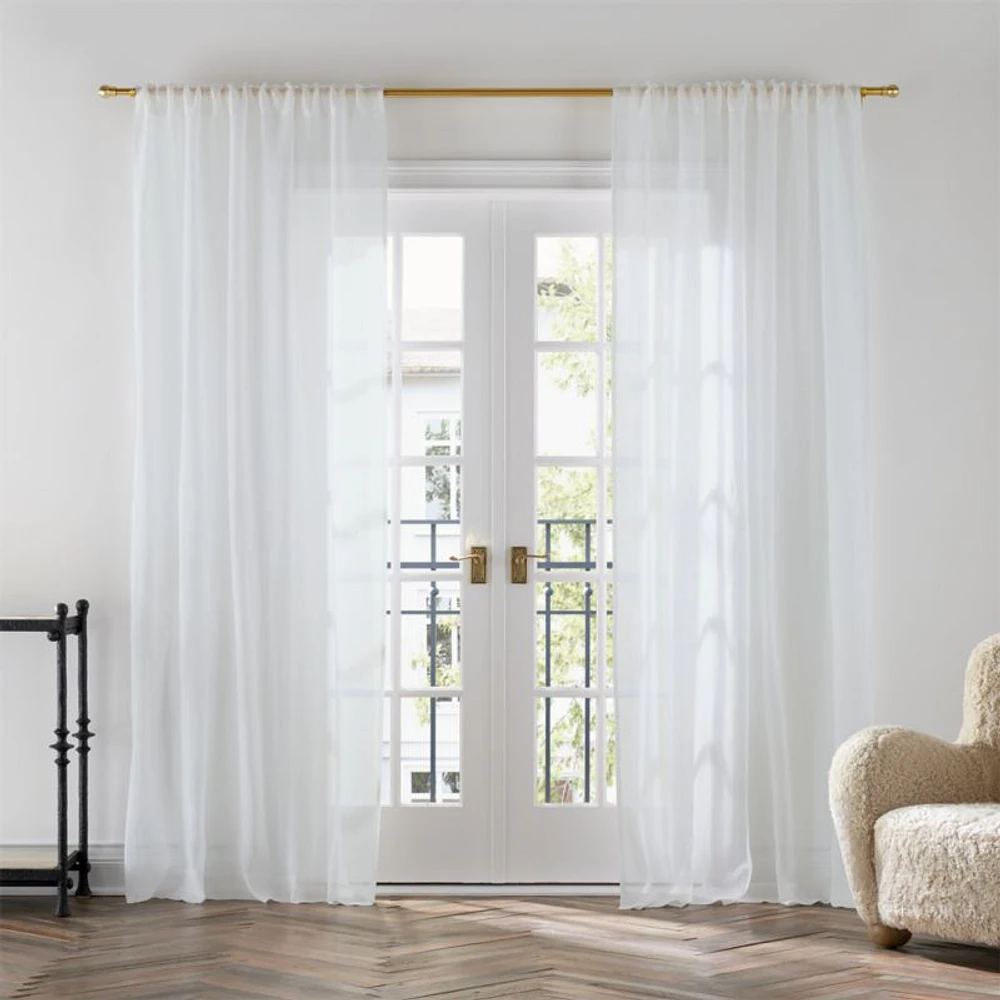 White European Flax ™-Certified Linen Sheer Window Curtain Panel 52"x84"