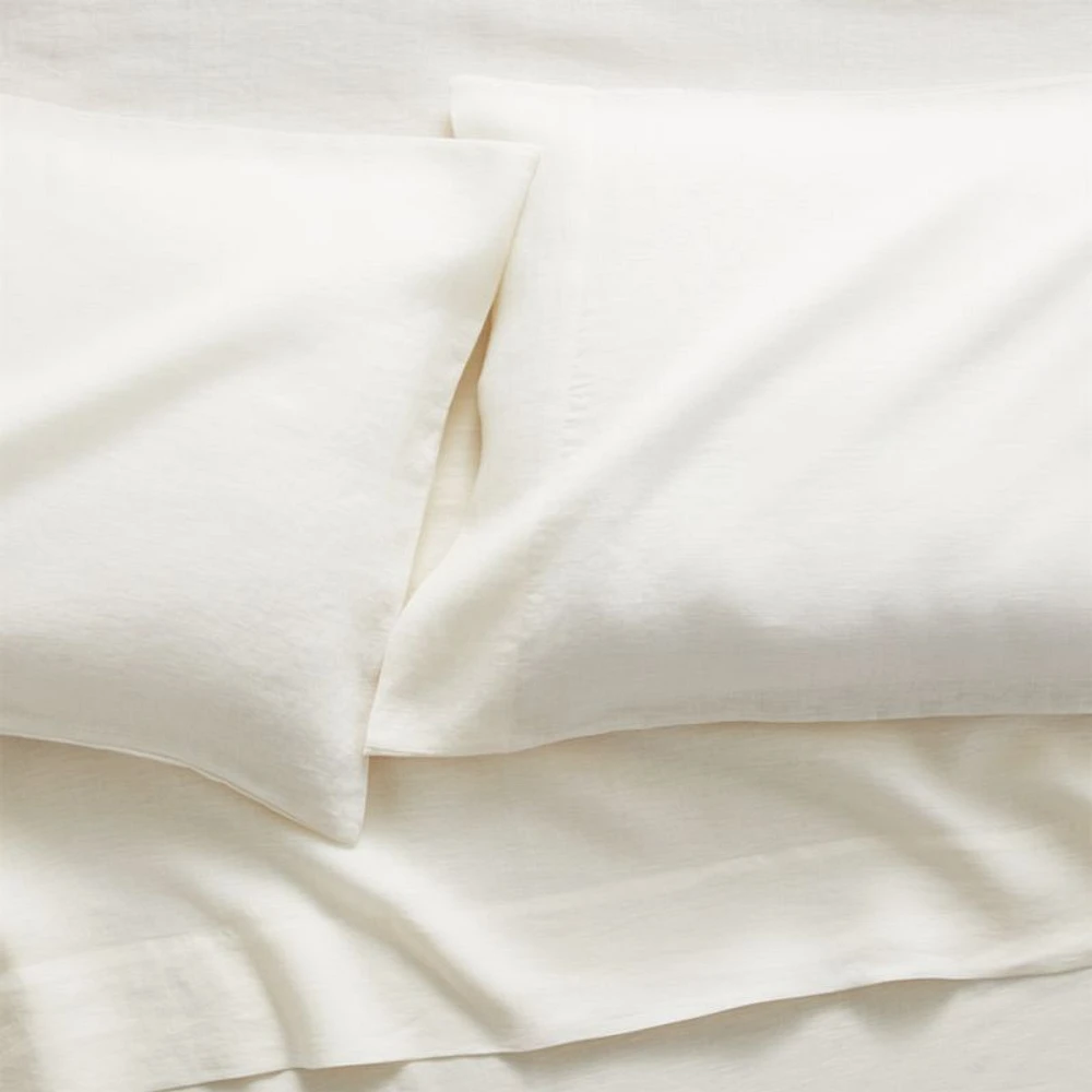 Pure Linen Warm White Queen Sheet Set