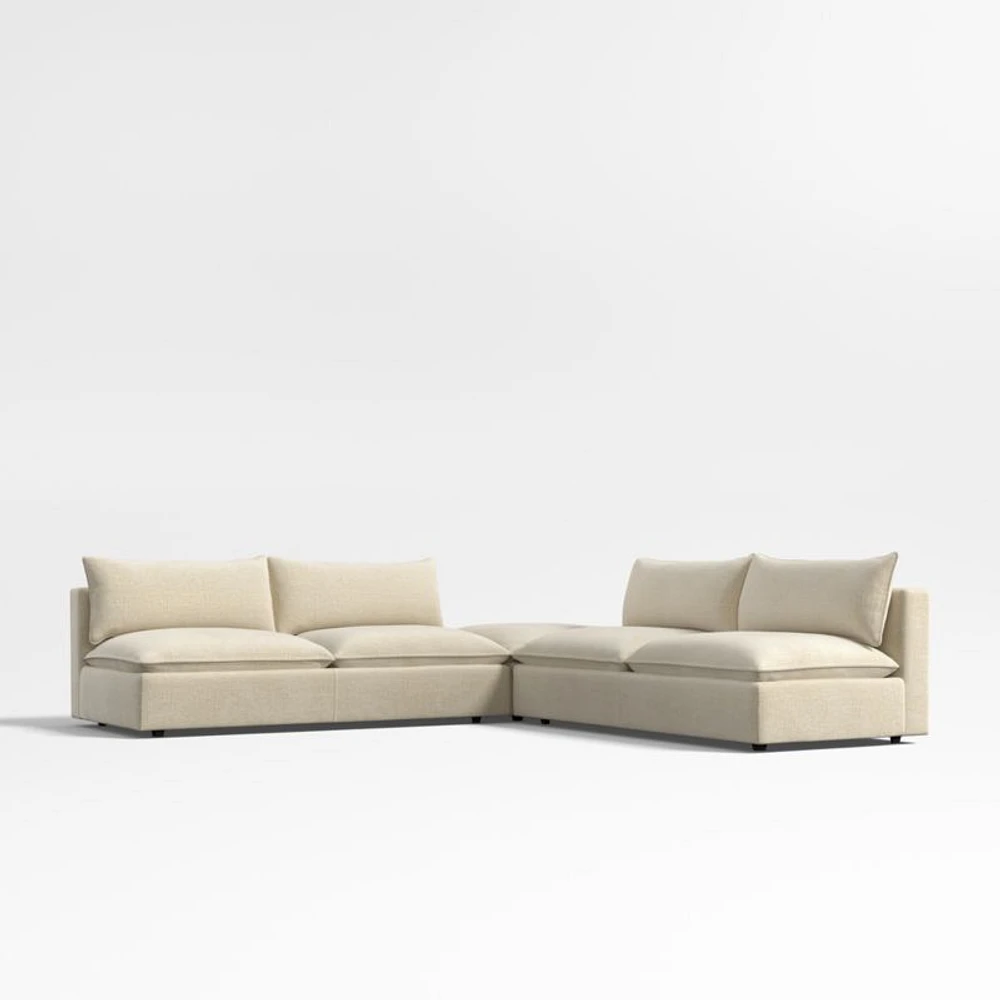 Lotus Deep Modular 3-Piece L-Shaped Sectional Sofa with Ottoman
