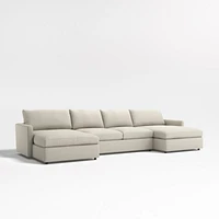 Lounge Deep 3-Piece U-Shaped Sectional Sofa with Double Chaise Lounge