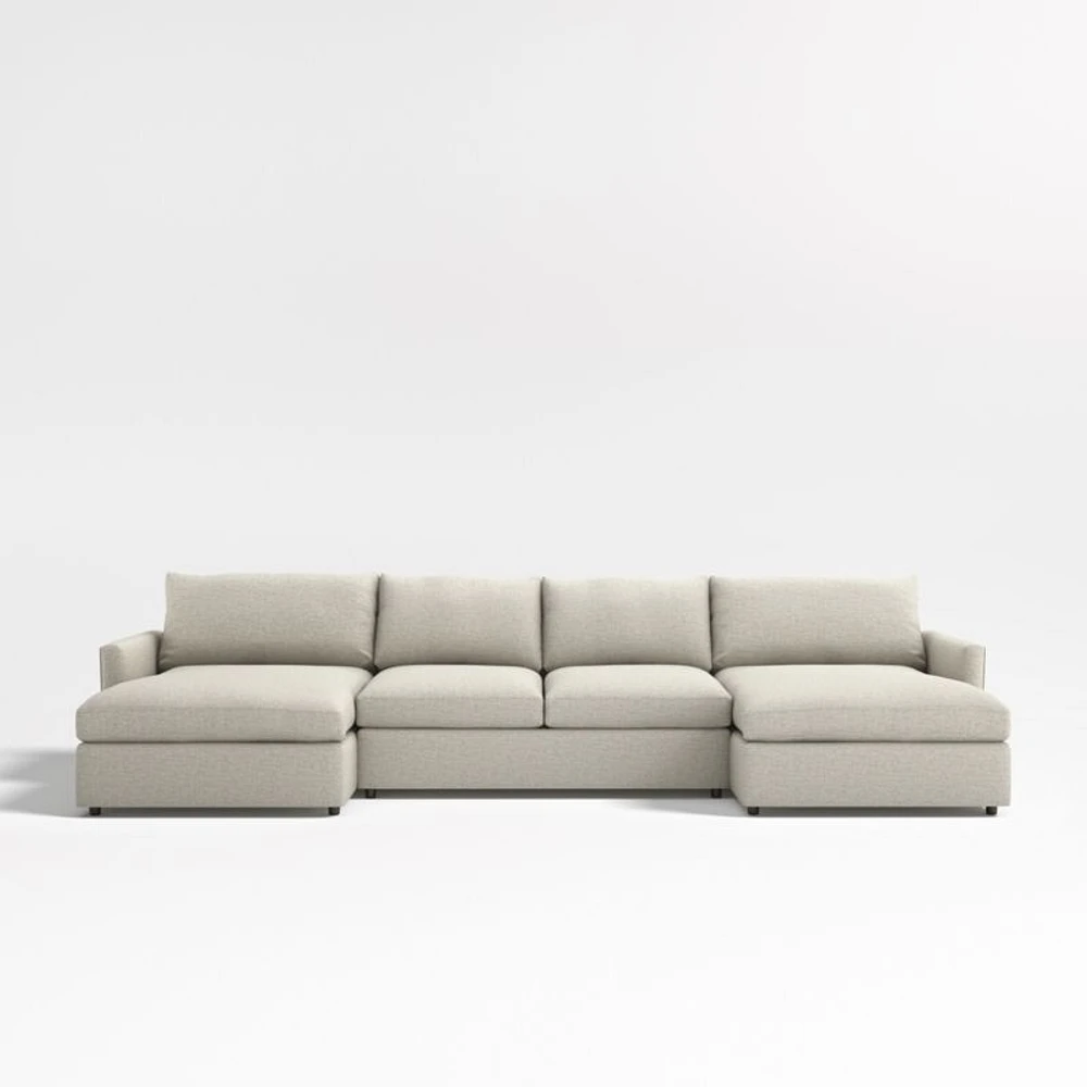 Lounge Deep 3-Piece U-Shaped Sectional Sofa with Double Chaise Lounge