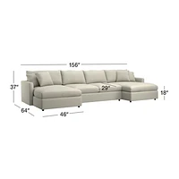 Lounge Deep 3-Piece U-Shaped Sectional Sofa with Double Chaise Lounge