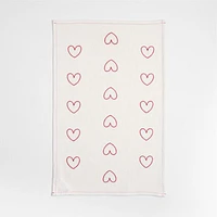 LOVE and Heart Print Embroidered Organic Cotton Dish Towels, Set of 2