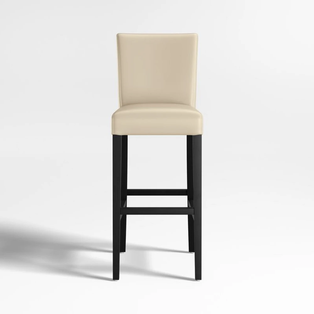 Lowe Ivory Leather Bar Stool with Ebony Wood Legs