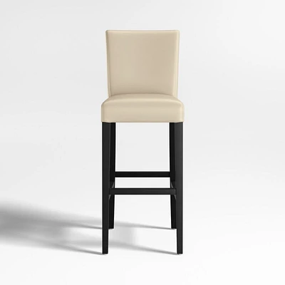 Lowe Ivory Leather Bar Stool with Ebony Wood Legs