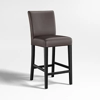 Lowe Smoke Grey Leather Counter Stool with Ebony Wood Legs