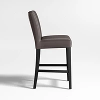 Lowe Smoke Grey Leather Counter Stool with Ebony Wood Legs