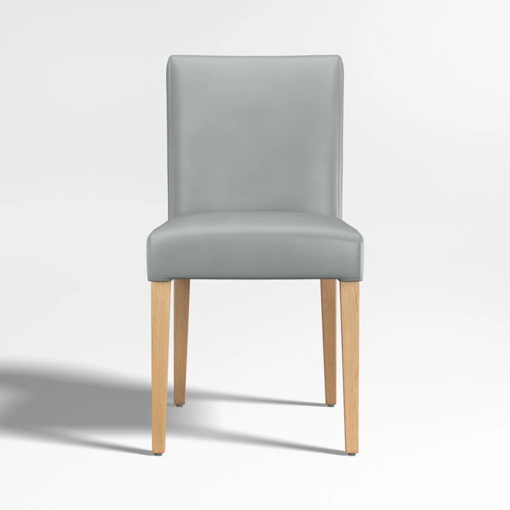 Lowe Pewter Grey Leather Dining Chair with Natural Wood Legs