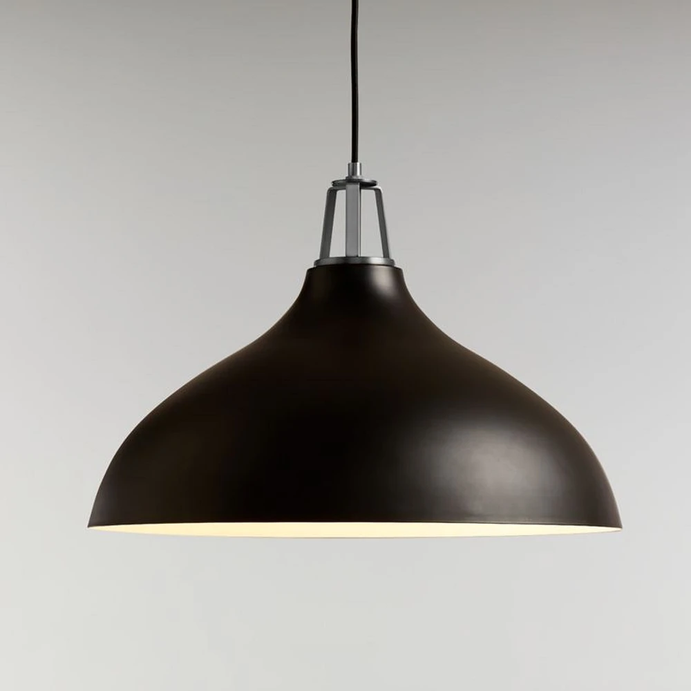 Maddox Black Bell Pendant Light with Nickel Socket