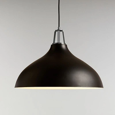 Maddox Black Bell Pendant Light with Nickel Socket