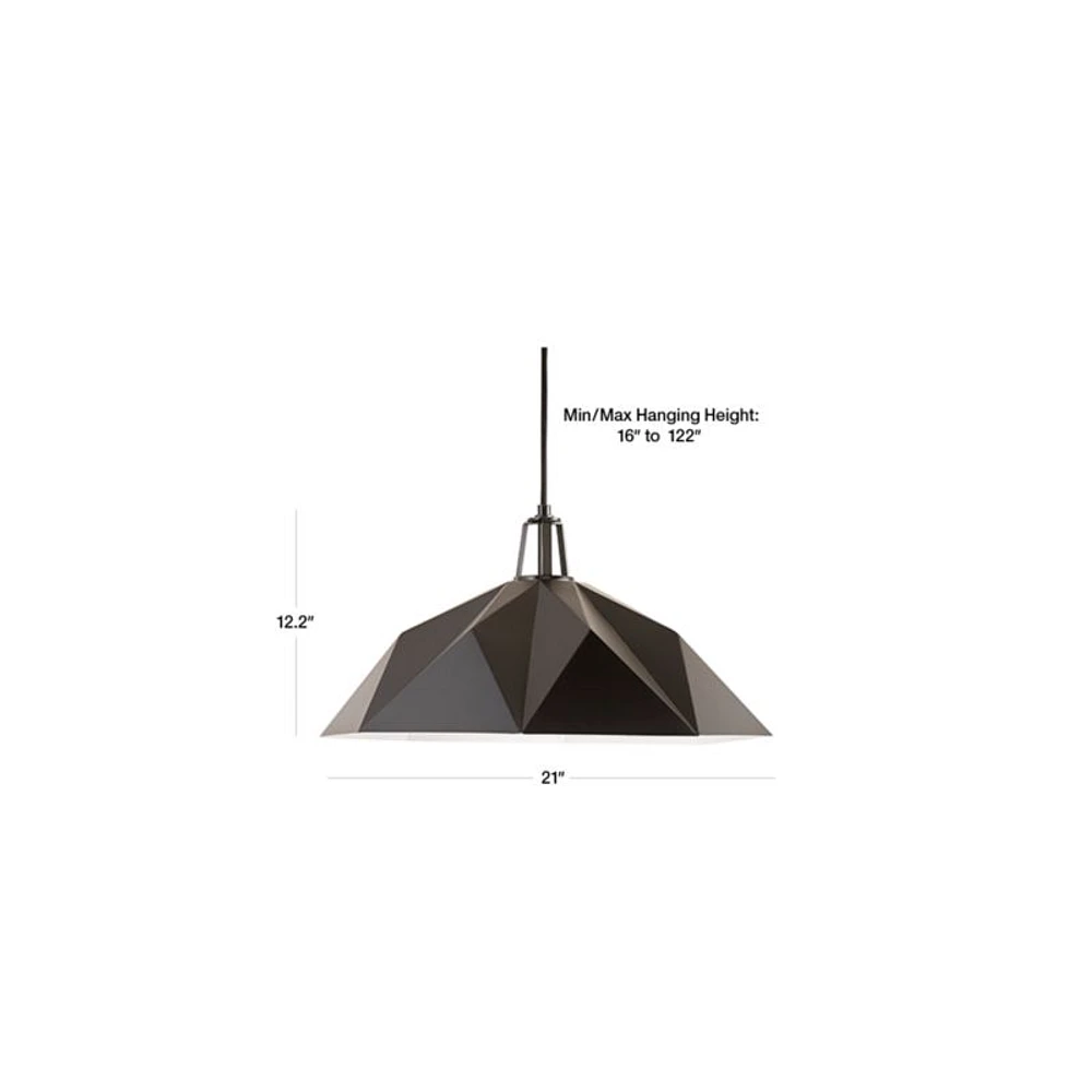 Maddox White Faceted Large Pendant Light with Black Socket