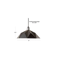 Maddox White Faceted Large Pendant Light with Black Socket