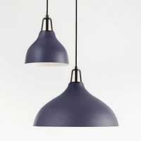 Maddox Navy Bell Small Pendant Light with Black Socket