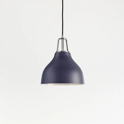 Maddox Navy Bell Pendant Small with Nickel Socket