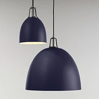 Maddox Navy Dome Pendant Large with Nickel Socket