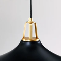 Maddox Oversized Black Dome Pendant Light with Brass Socket