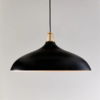 Maddox Oversized Black Dome Pendant Light with Brass Socket