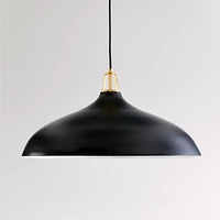 Maddox Oversized Black Dome Pendant Light with Brass Socket