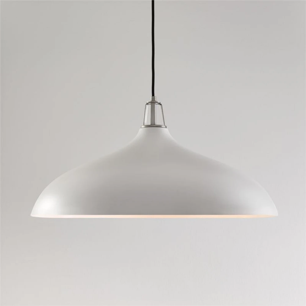 Maddox Oversized White Dome Pendant Light with Nickel Socket