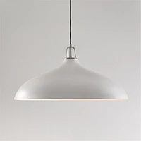Maddox Oversized White Dome Pendant Light with Nickel Socket