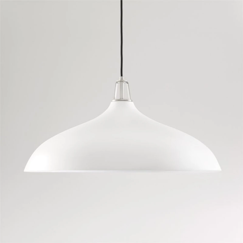 Maddox Oversized White Dome Pendant Light with Nickel Socket