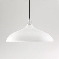 Maddox Oversized White Dome Pendant Light with Nickel Socket