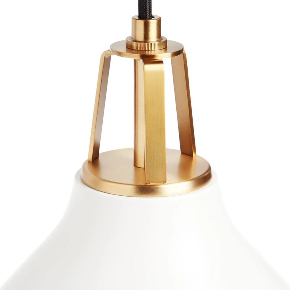 Maddox White Bell Large Pendant Light with Brass Socket