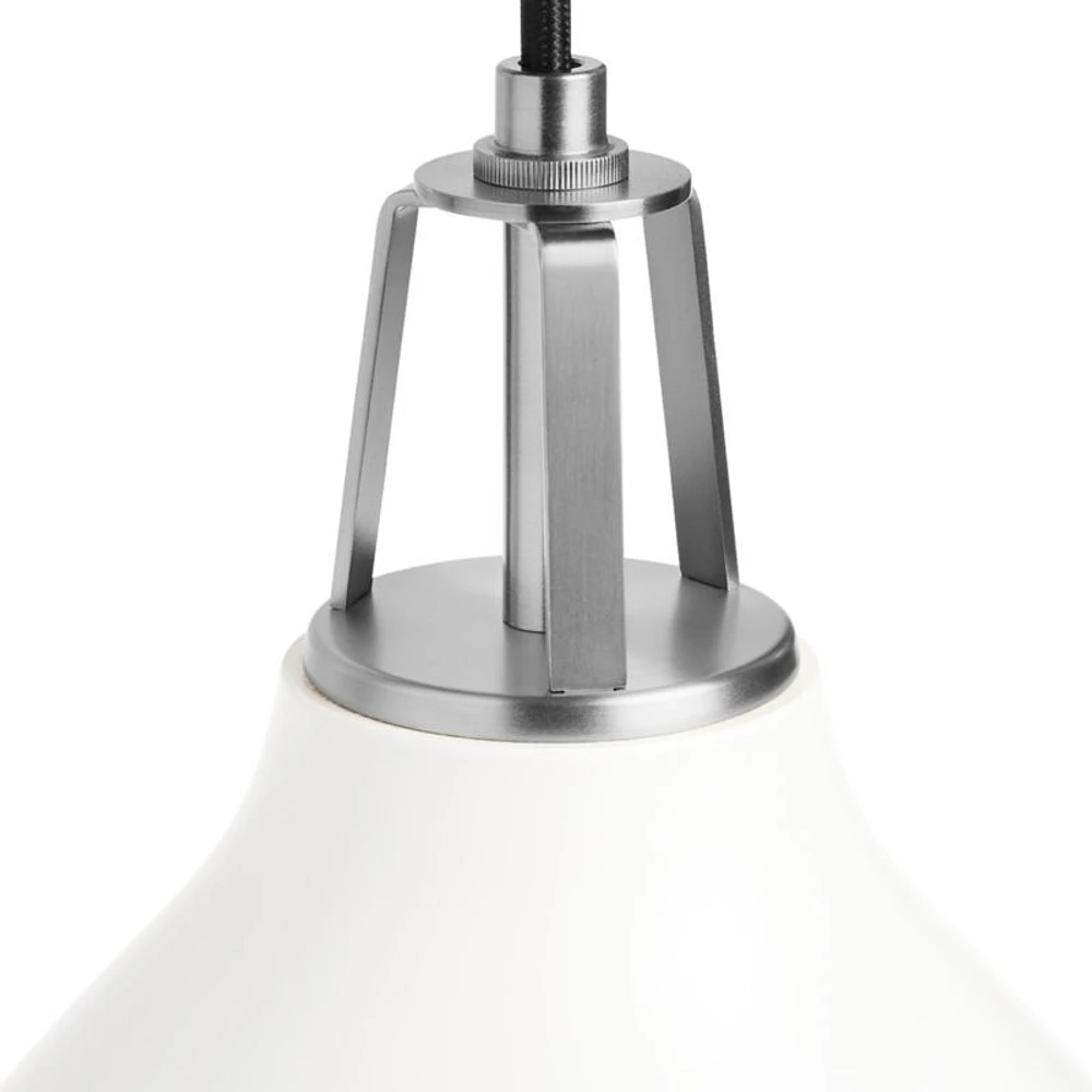 Maddox White Bell Large Pendant Light with Nickel Socket