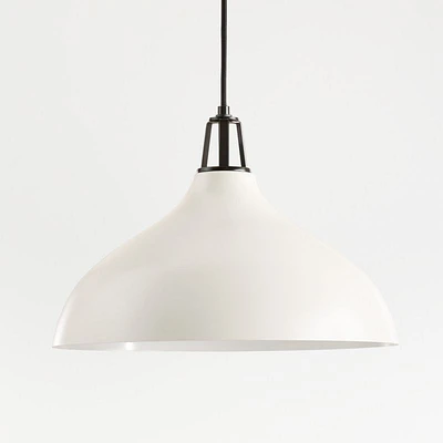 Maddox White Bell Pendant Light with Black Socket