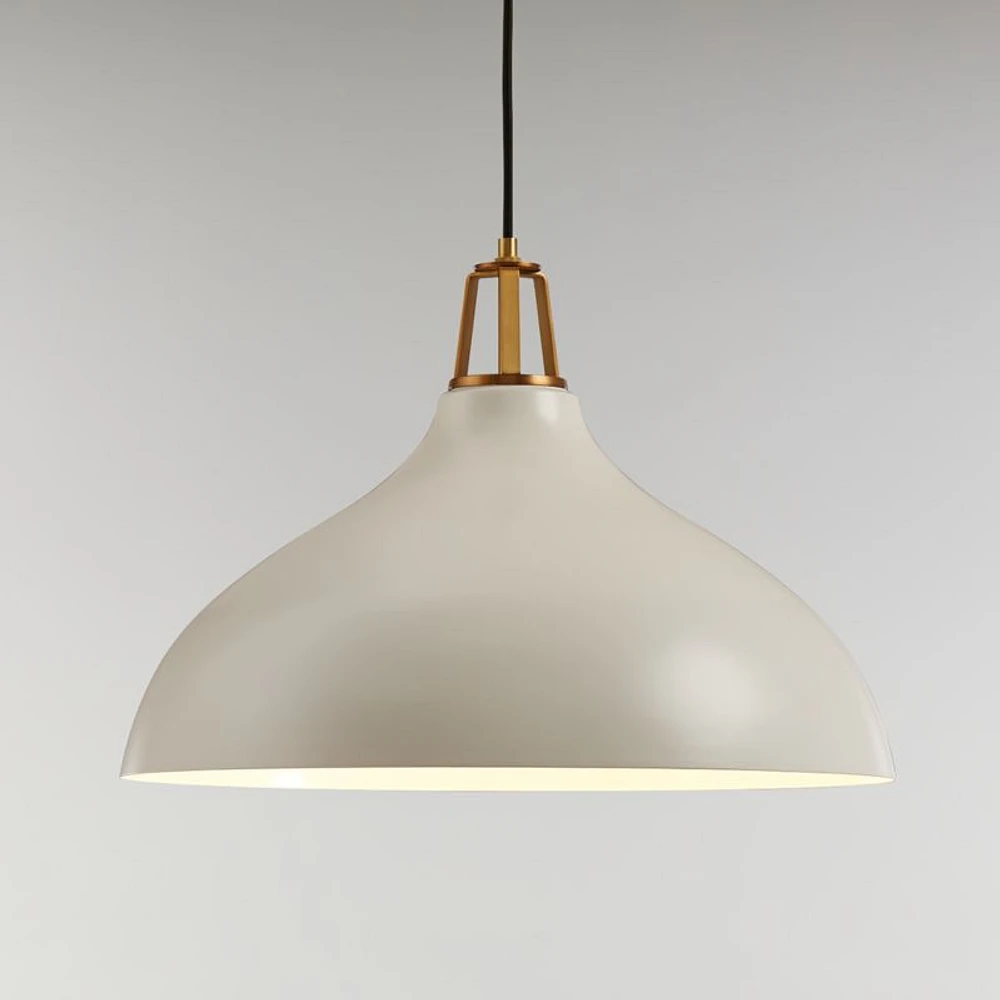 Maddox White Bell Large Pendant Light with Brass Socket