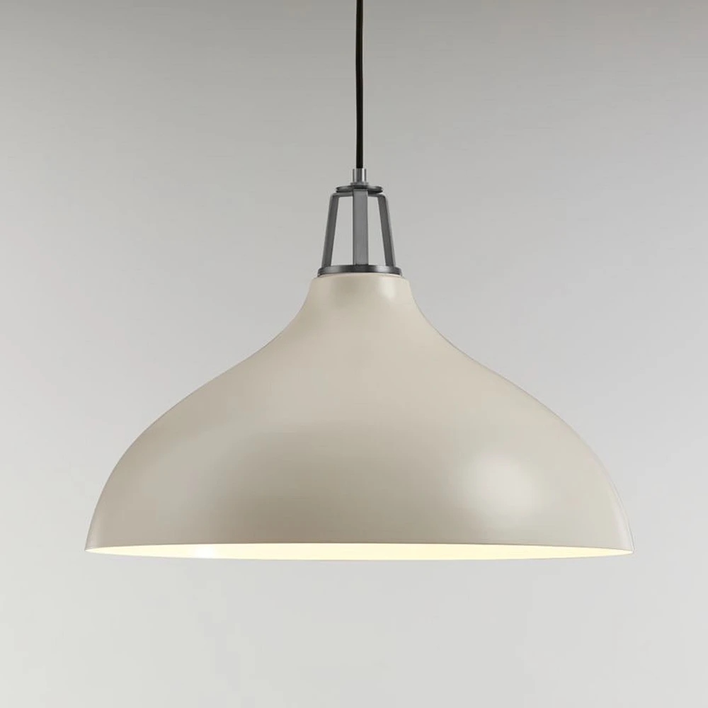 Maddox White Bell Large Pendant Light with Nickel Socket