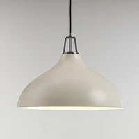 Maddox White Bell Large Pendant Light with Nickel Socket
