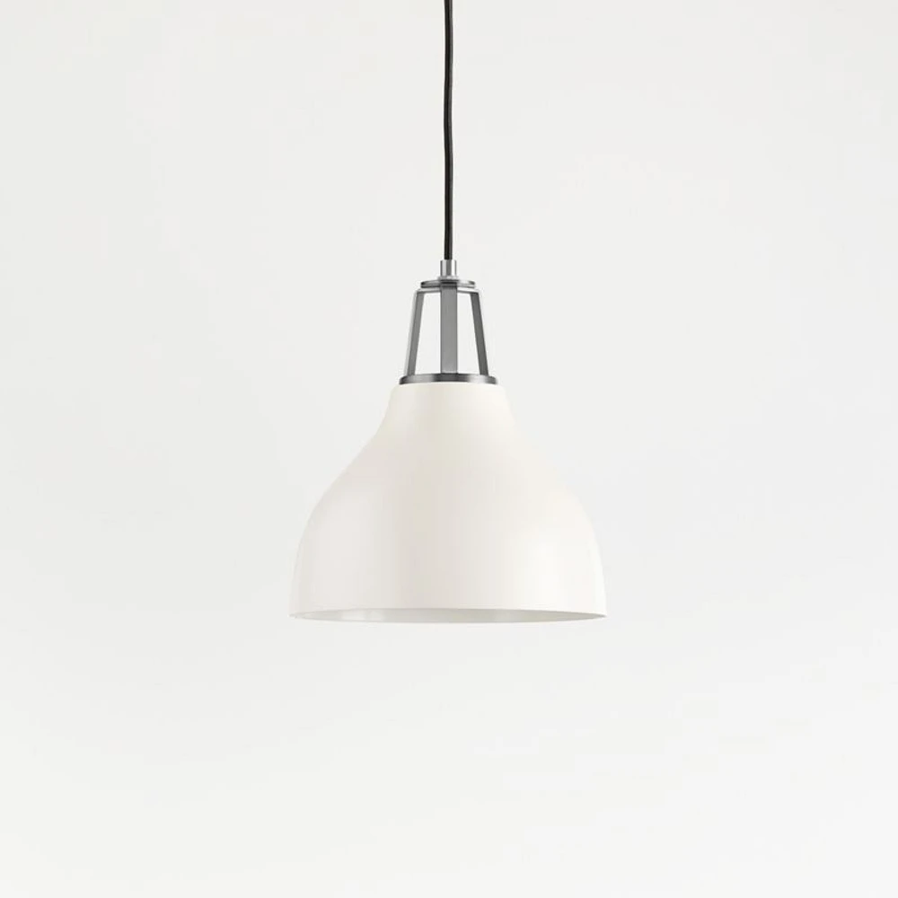 Maddox White Bell Pendant Small with Nickel Socket