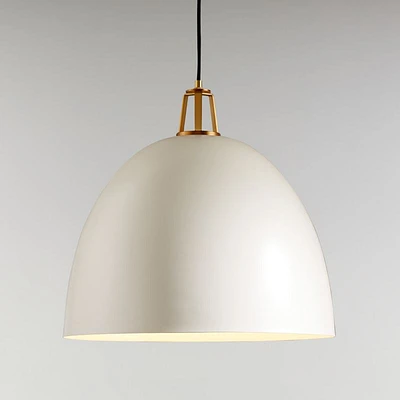 Maddox White Dome Large Pendant Light with Brass Socket