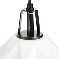 Maddox White Faceted Large Pendant Light with Black Socket