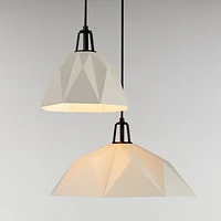 Maddox White Faceted Large Pendant Light with Black Socket