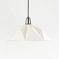 Maddox White Faceted Large Pendant Light with Black Socket
