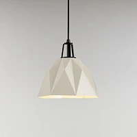 Maddox White Faceted Large Pendant Light with Black Socket