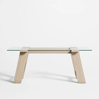 Madison 72" Glass Desk with Bleached Wood Base