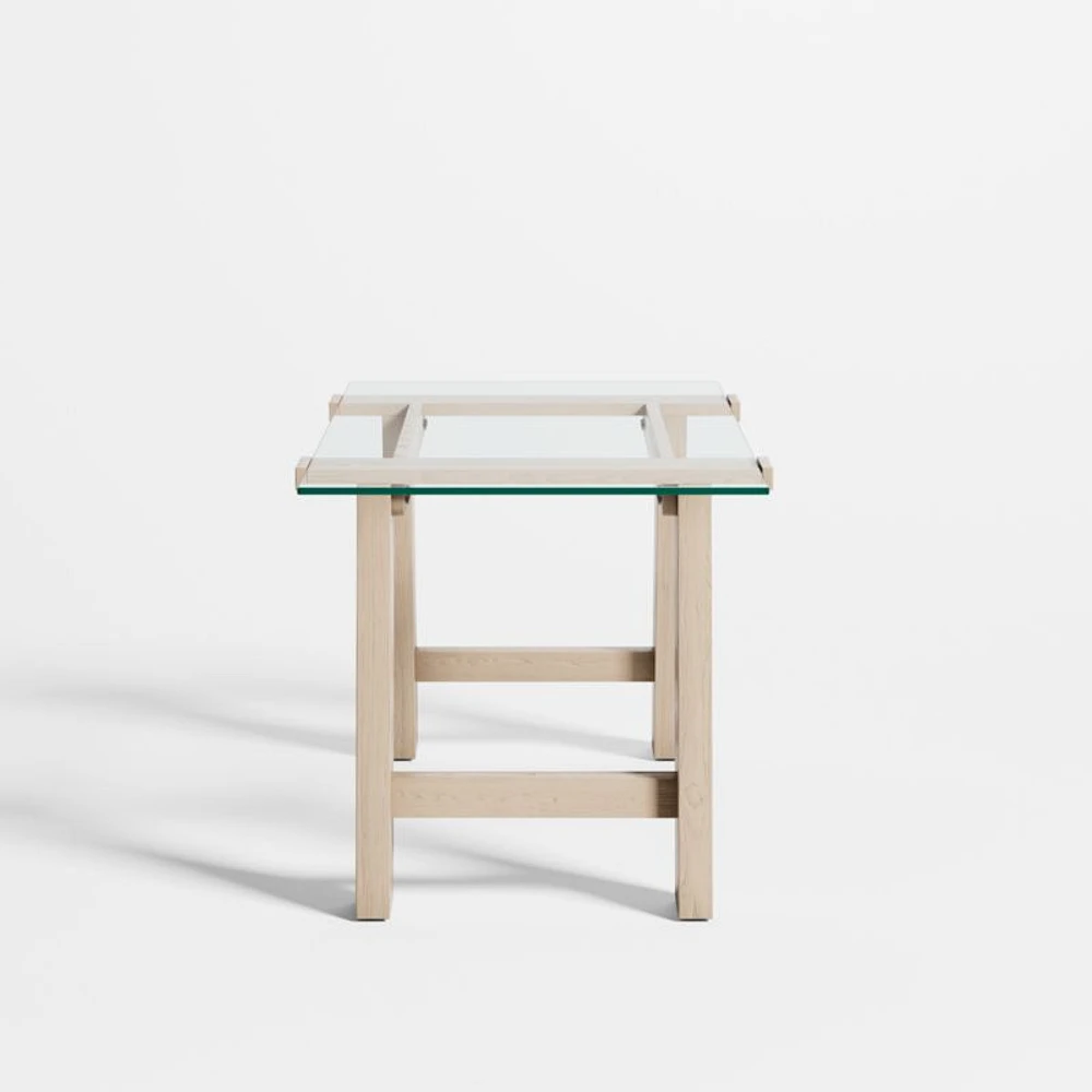 Madison 72" Glass Desk with Bleached Wood Base