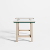 Madison 72" Glass Desk with Bleached Wood Base
